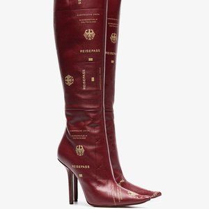 VETEMENTS 110 Passport Print Leather Boots